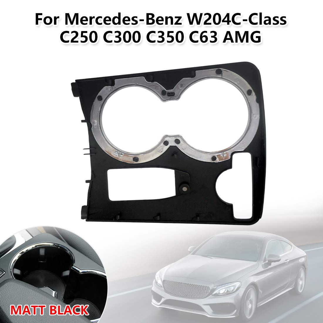 Center Console Cup Holder Trim Cover, Fit For Mercedes-Benz C250 C300 C350 C63 Amg 2008 2009 2010 2011 2012 2013 2014, Replaces 2046800307 20468003079H44, Black