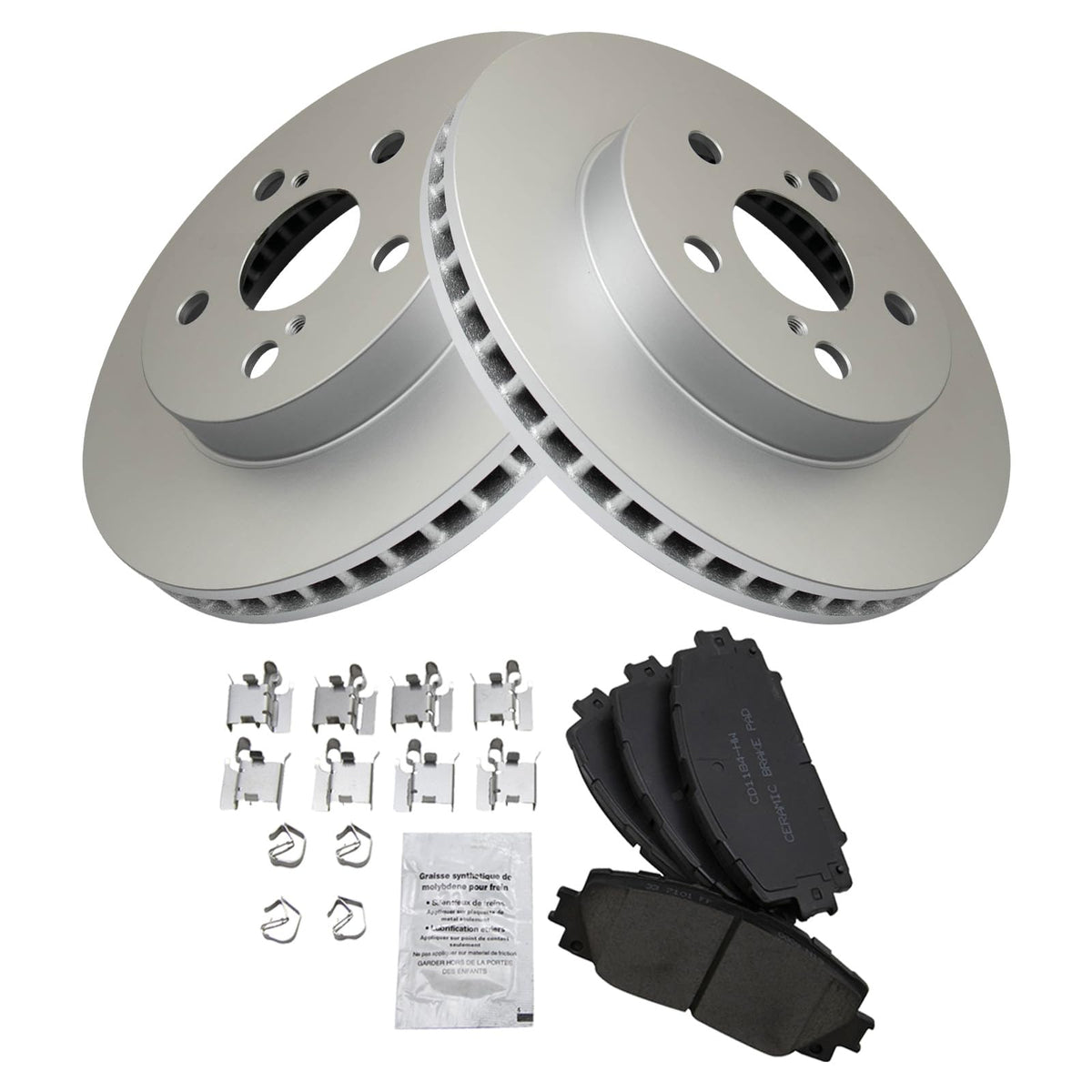 Trq Front Brake Pad & Rotor Kit Brake Pads Brake Rotor Ceramic Premium G-Coated Compatible With 2020-2021 Toyota Corolla 2016-20