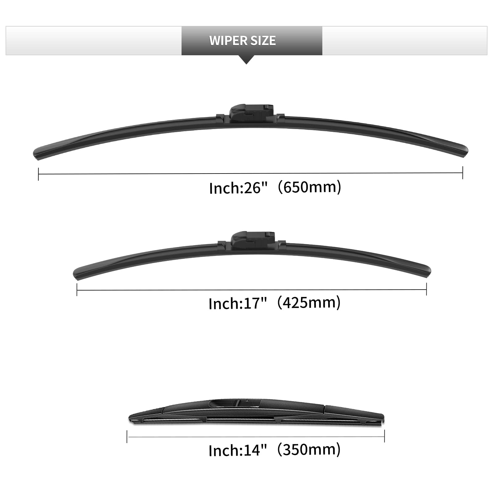 Gardimu Front And Rear Windshield Wiper Blades, 3 Pcs Front And Back Windshield Wipers Blades Replacement For Subaru Forester 20