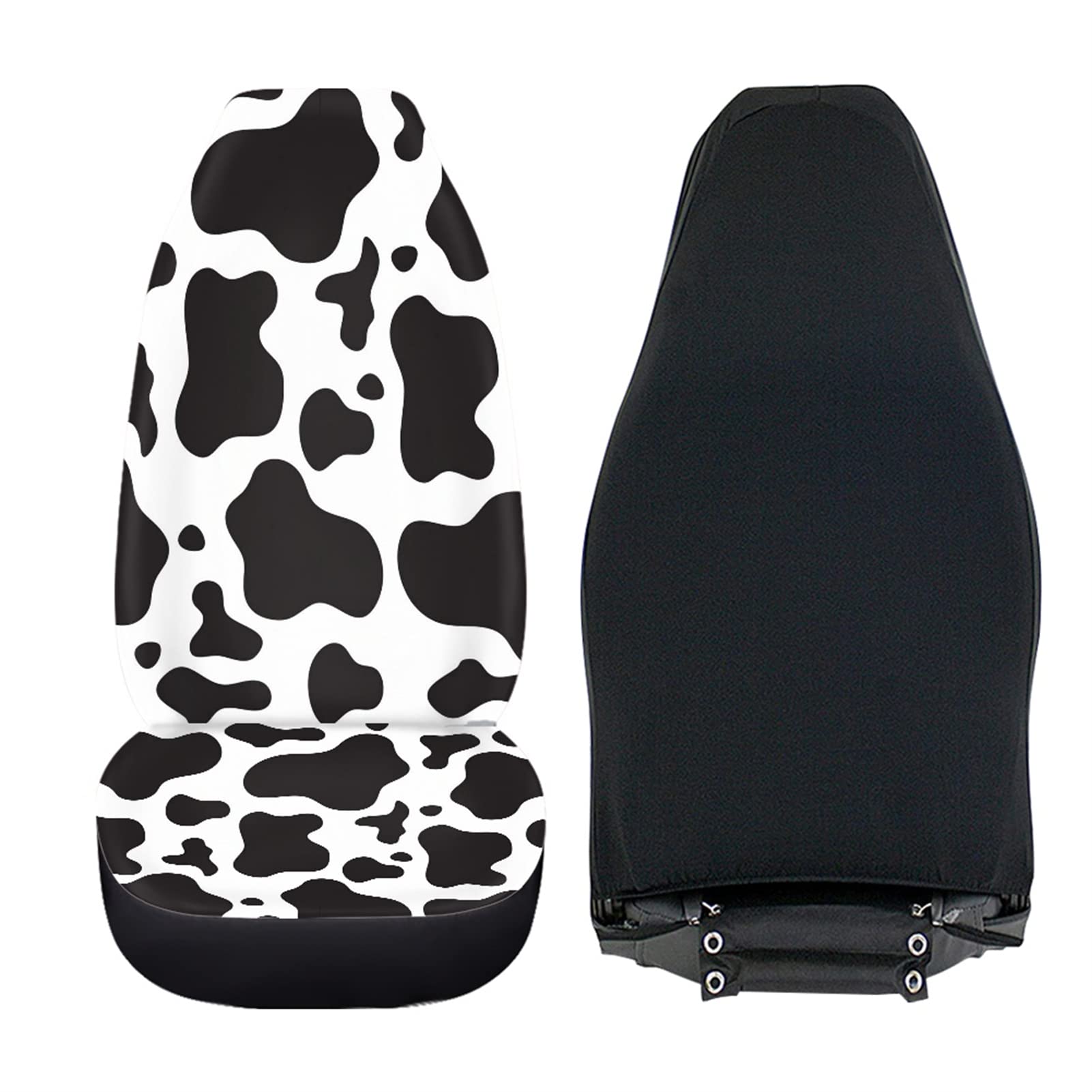 Dreaweet 2 Pcs Cute Cow Print Car Front Seat Covers,Cute Cow Pattern Auto Bucket Seats Protector Fit for SUV/Trucks/Sedans