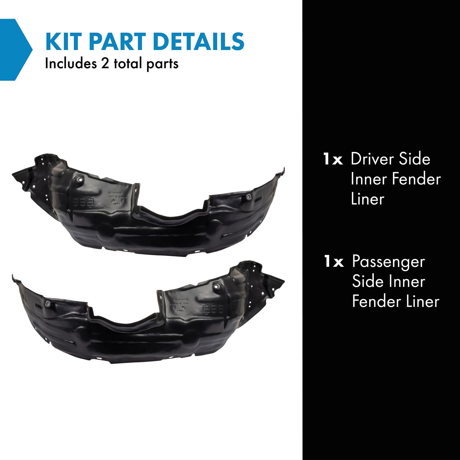 Trq Inner Fender Liner Set Compatible With 2001-2005 Toyota Rav4 To1248113 To1249113