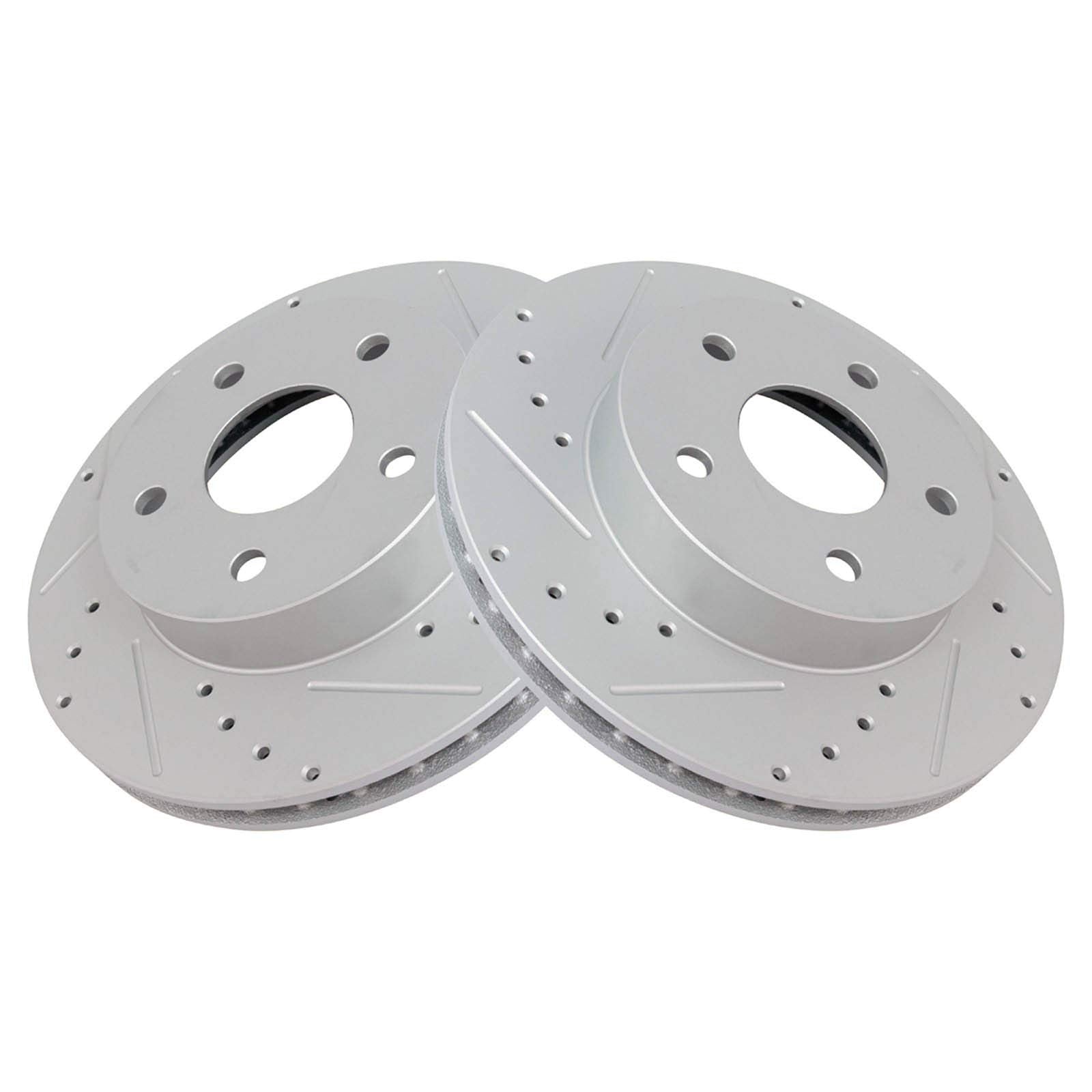 Trq Front Performance Brake Rotors Set Premium G-Coated Cross Drilled & Slotted Compatible With 1999-2004 Jeep Grand Cherokee