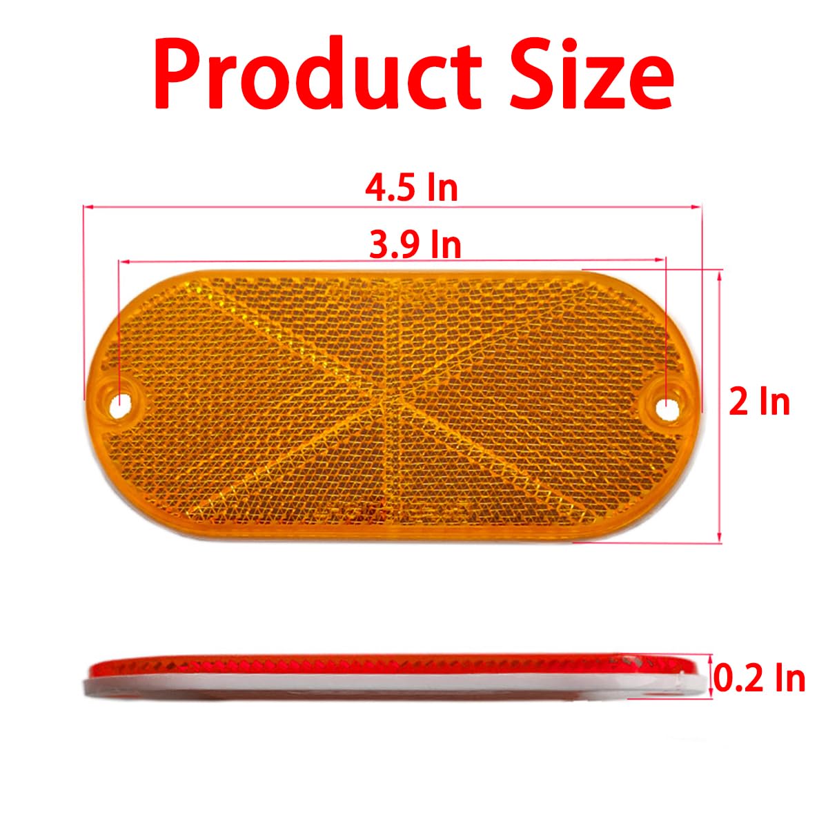 BESULEN Car Oval Reflectors, 10pcs Automotive Wheels Motorcycle Reflective Stickers, Self Adhesive Safety Reflectors for Roads,