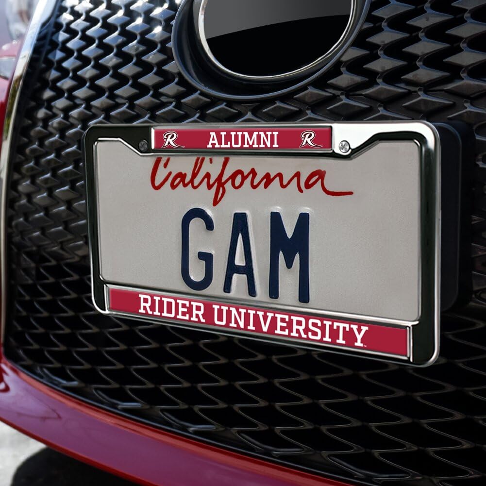 GRAPHICS & MORE Metal License Plate Frame - Rider University Alumni, Full Size, Rider Broncs Color