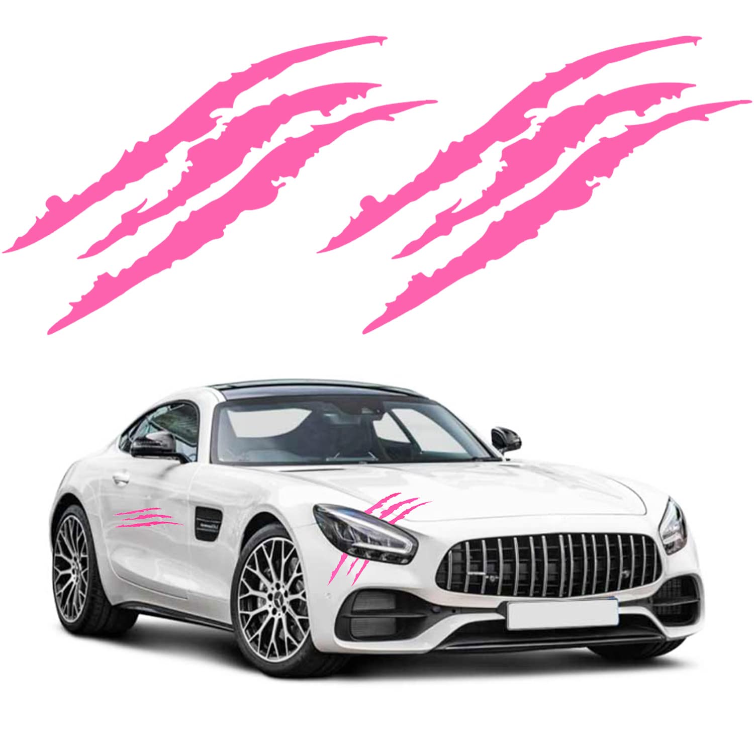Ygmoner 2 X Fluorescent Pink Claw Marks Decal Car Headlight Decoration Stickers 16 X 5Inch (Pink)