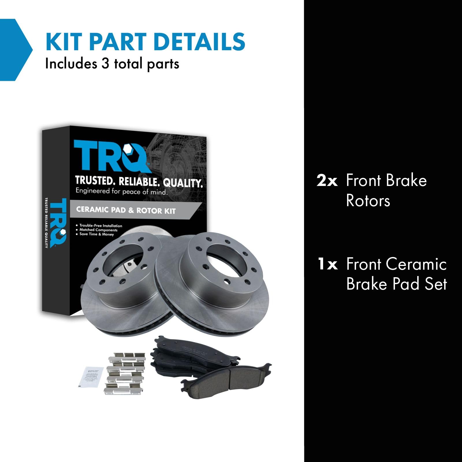 Trq Front Brake Pad & Rotor Kit Brake Pads Brake Rotor Ceramic Compatible With 2006-2008 Dodge Ram 1500 2003-2008 Ram 2500 Ram 3
