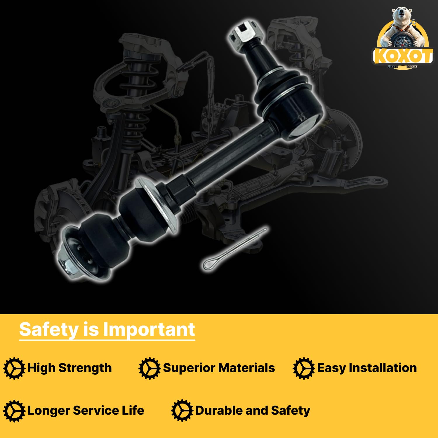 Koxot 2Pcs K7280 Front Sway Bar Link For 1995-1999 Dodge Ram 1500 4Wd, Stabilizer Bar End Link Kits For Dodge Ram 2500/3500 1995