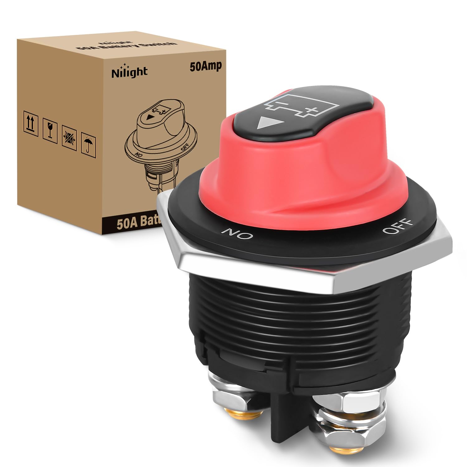 Nilight Battery Disconnect Switch 200A Master Disconnect Isolator 12V-48V On Off Power Cutoff Switch Waterproof Heavy Duty For M