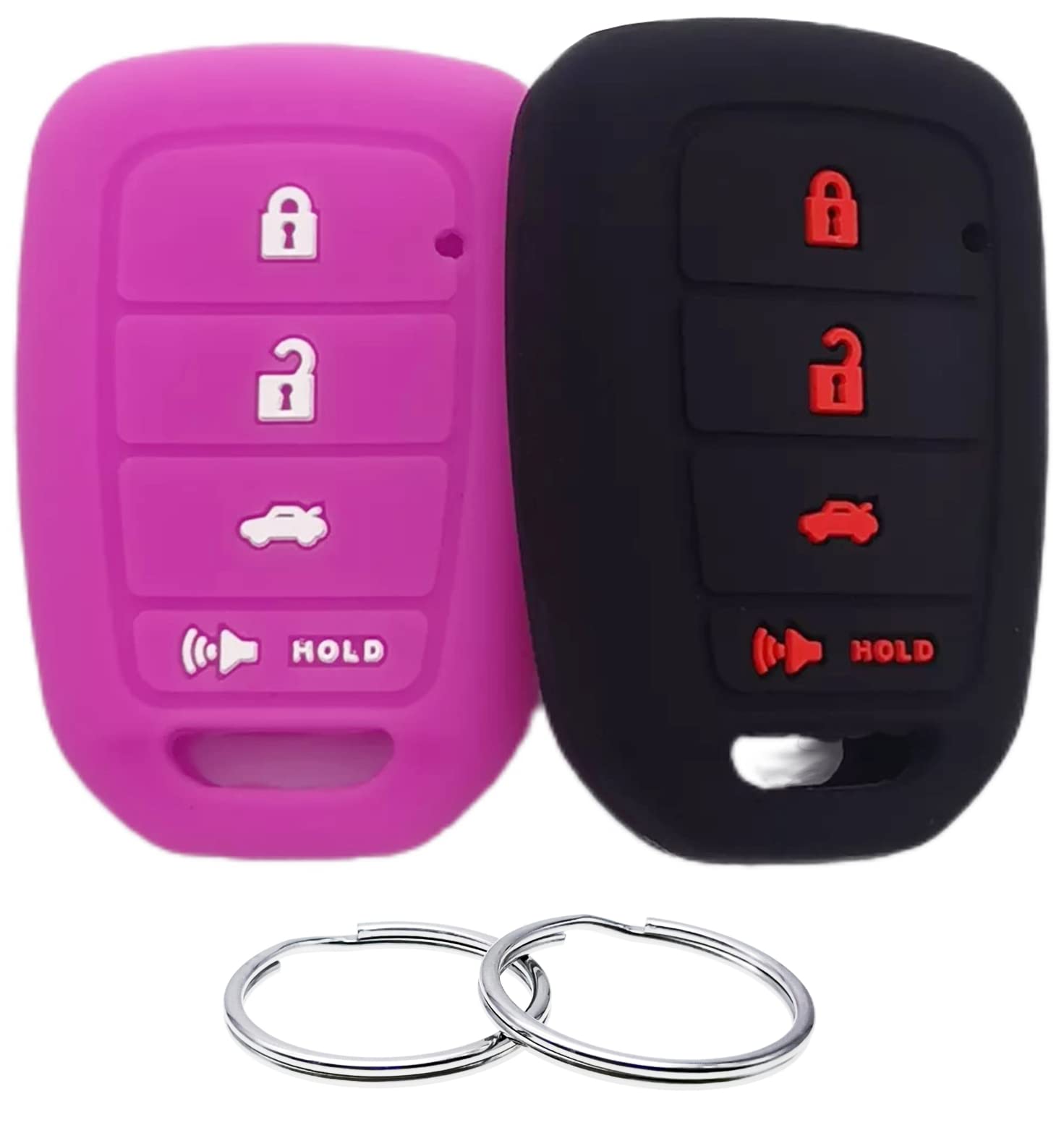 Reprotecting Silicone Rubber Key Fob Cover Compatible With 2013-2021 Honda Accord Cr-V Civic Crosstour Fit Mlbhlik6-1T Mlbhlik6-1Ta (Black Purple)