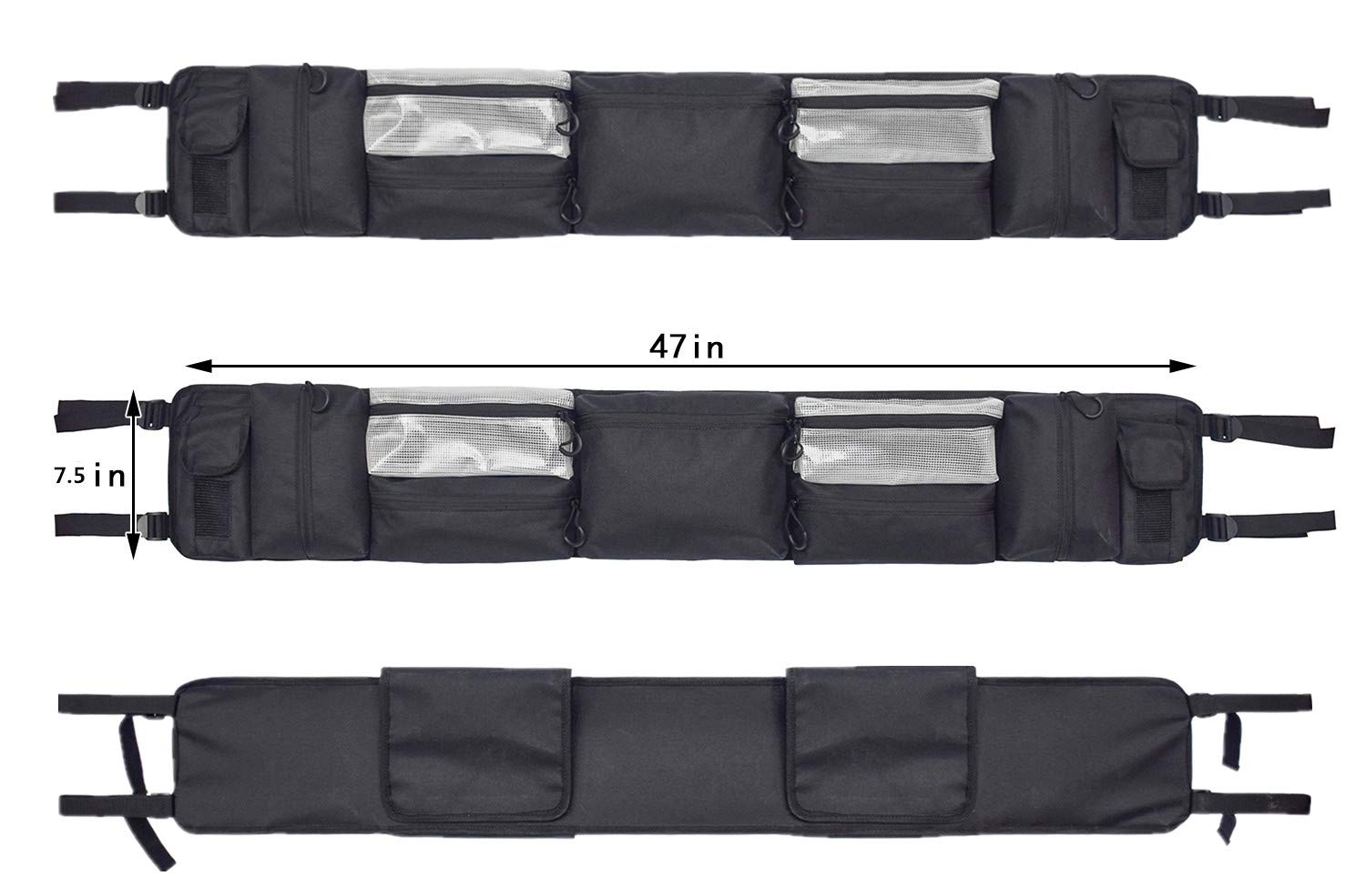 Utv Roll Cage Organizer, Universal Fits Most Full-Size Utvs For Polaris Ranger Yamaha And Kawasaki (Black)