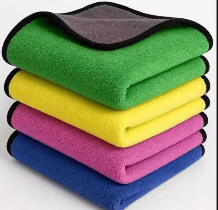 Blemy Microfiber Cleaning Cloths for Car (4 C Towels), 40x30 cm DualSided 450 GSM High Absorbency Towels for Detailing, Drying,