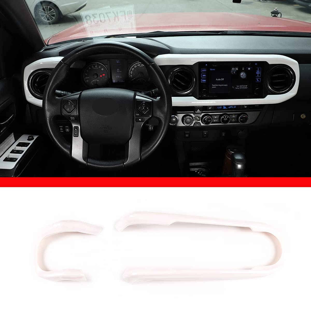 Llkuang Car Central Console Dashboard Panel Frame Cover Compatible With Toyota Tacoma 2016-2023 Console Dashboard Air Conditioner Outlet Decorative Border Frame Trim (White)
