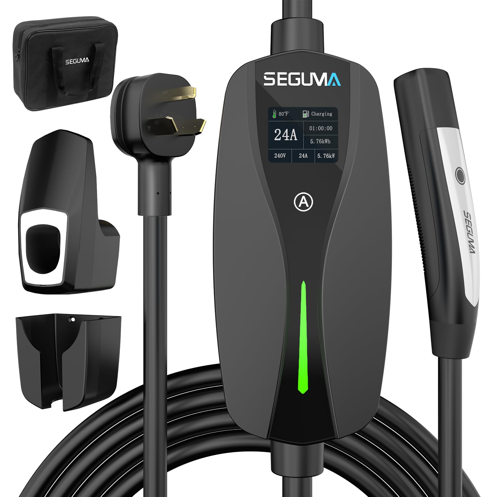 SEGUMA NEMA 10-30 Level 2 Tesla Charger-24A 240V, 25FT Extension Cable, Adjustable Current(10-24A)-Portable Home Mobile EV Charg