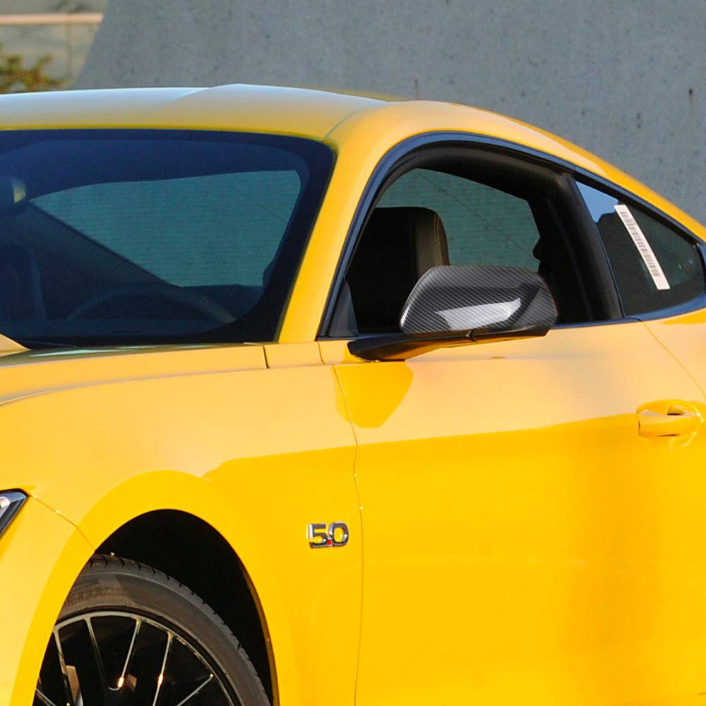 Jecar Mirror Cover Carbon Fiber Side Rear View Mirror Caps Trim For Ford Mustang 2015 2016 2017 2018 2019 2020 2021 2022 2023