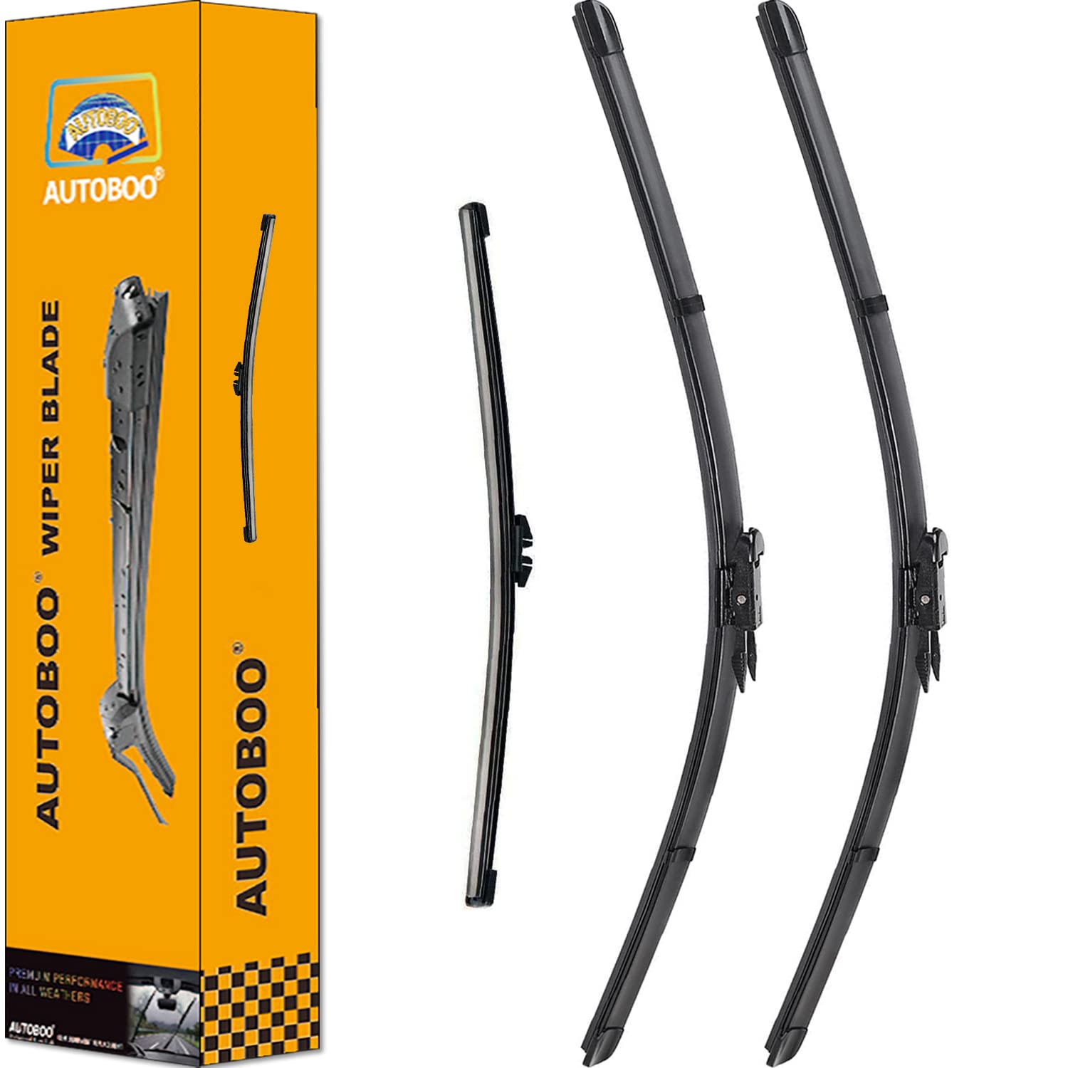 3 Wiper Blades Replacement For Ford Explorer 2011-2018,Original Equipment Replacement Front And Rear Windshield Wiper Blade - Pinch Tab 26'/22'/11' (Set Of 3) Oe# Bb5Z-17528-E/D/A
