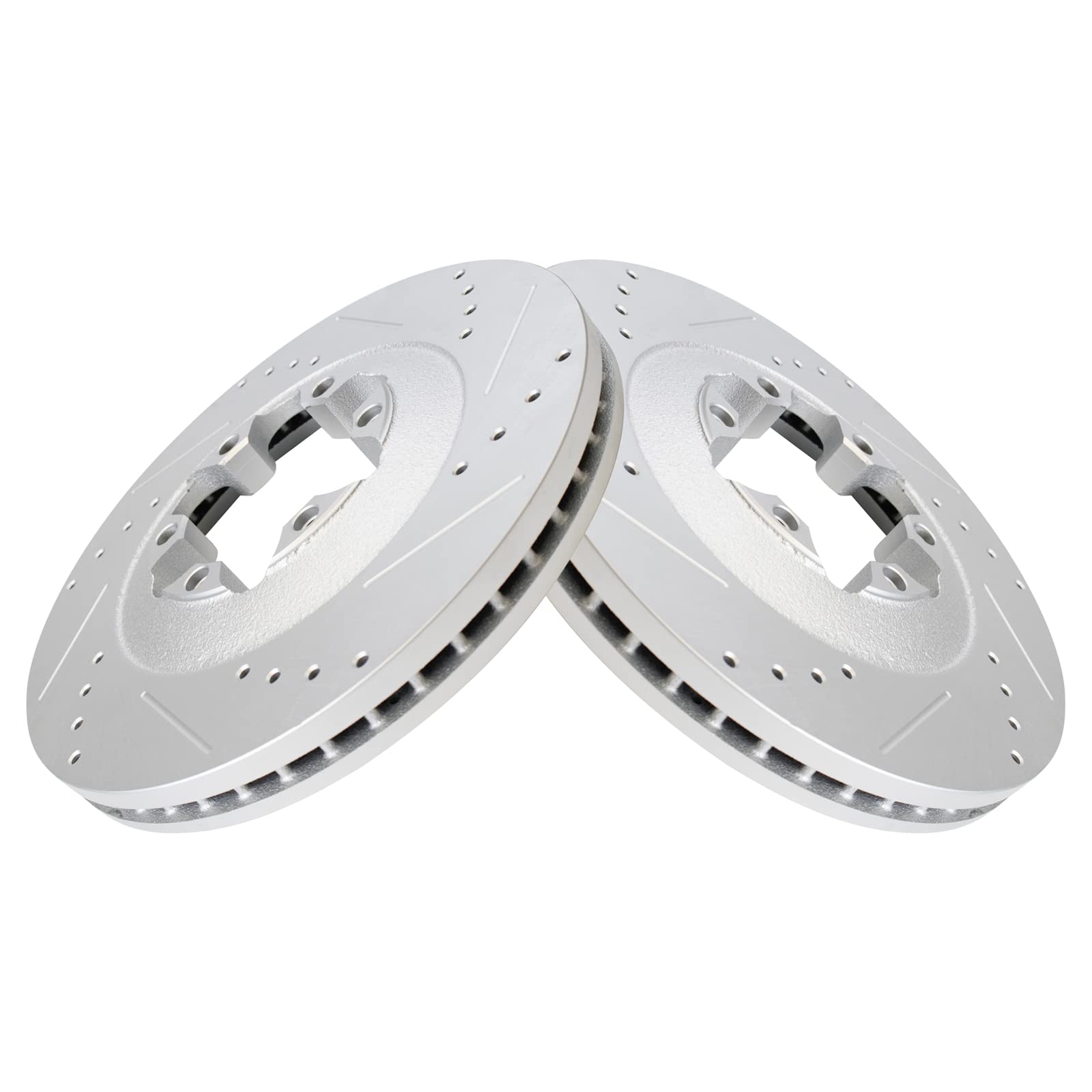 Trq Front Performance Brake Rotors Set Premium G-Coated Cross Drilled & Slotted Compatible With 2009-2012 Chevrolet Colorado Gmc