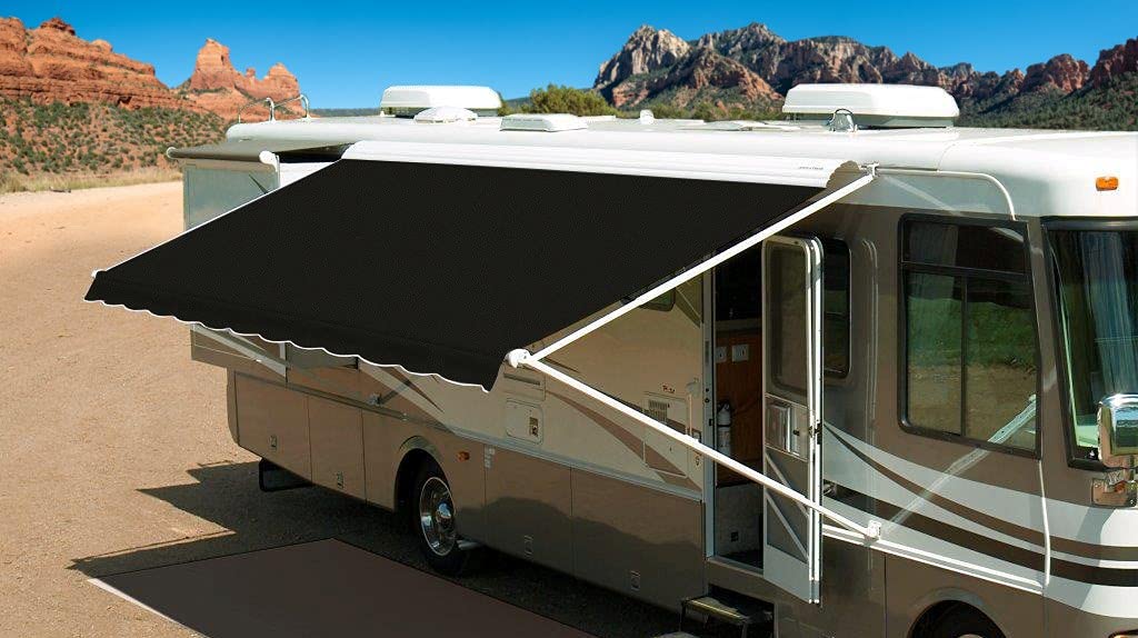Rv Awning Fabric Replacement - Acrylic For Dometic With Existing Metal Cover (21' (Fabric 20'2''), Black)