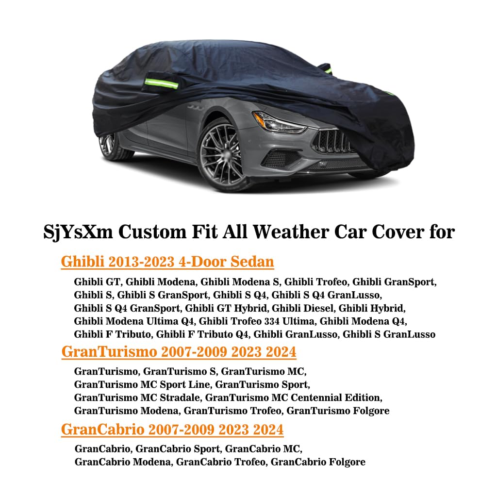 Sjysxm Car Cover Compatible With Maserati Ghibli Sedan 2013-2025/ Granturismo Grancabrio 2025-2023 2007-2019, Waterproof All Wea
