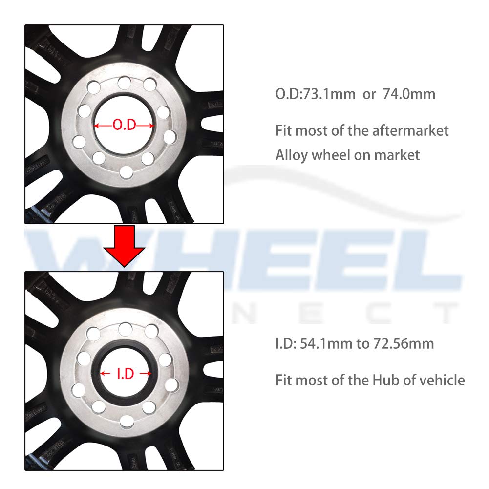 Wheel Connect Hub Centric Rings, 741 To 726, Set Of 4, Abs Plastic Hubrings, Od:740-Id:7256 (726) Mm P