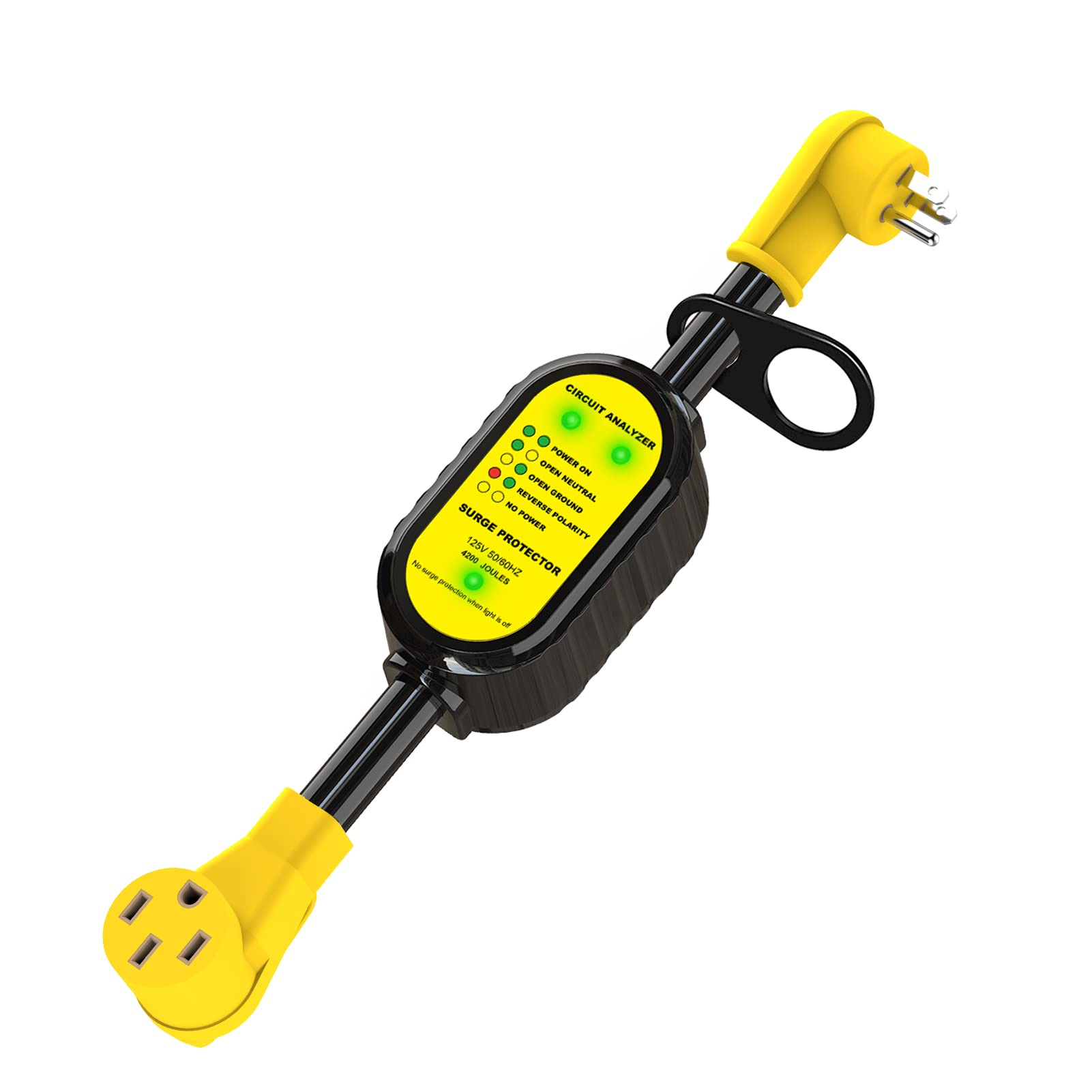 Eygde 15 Amp To 50 Amp Rv Adapter, 4200 Joules Electrical Power Adapter With Surge Protector, Circuit Analyzer Power Guard 5-15P To Nema 14-50R For Camper Travel Trailer