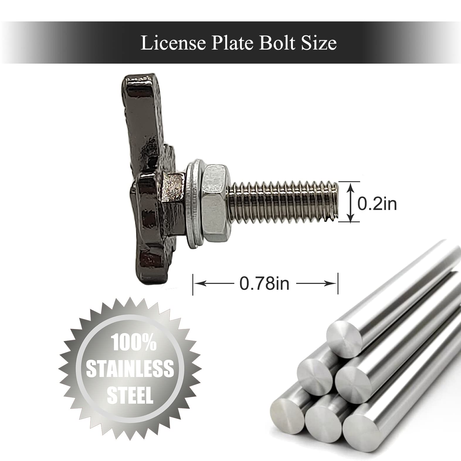 License Plate Bolts, 4 Pcs Stainless Steel License Plate Screw For Motorcycle Chopper Car Tag Frame Windshield Trim (Black)