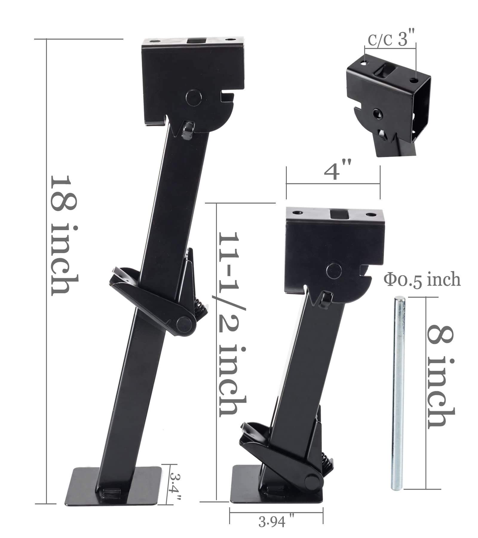 LUSHIH Set of 4 Trailer Stabilizer Leveling Jacks Folding Telescoping Legs for Travel RV Camper - 1000lbs Capacity Each