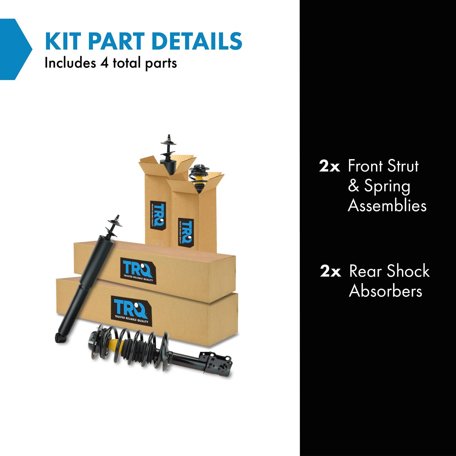Trq Complete Strut Assembly & Shock Absorber Kit Complete Strut & Coil Spring Assembly Compatible With 2008-2012 Chevrolet Malib