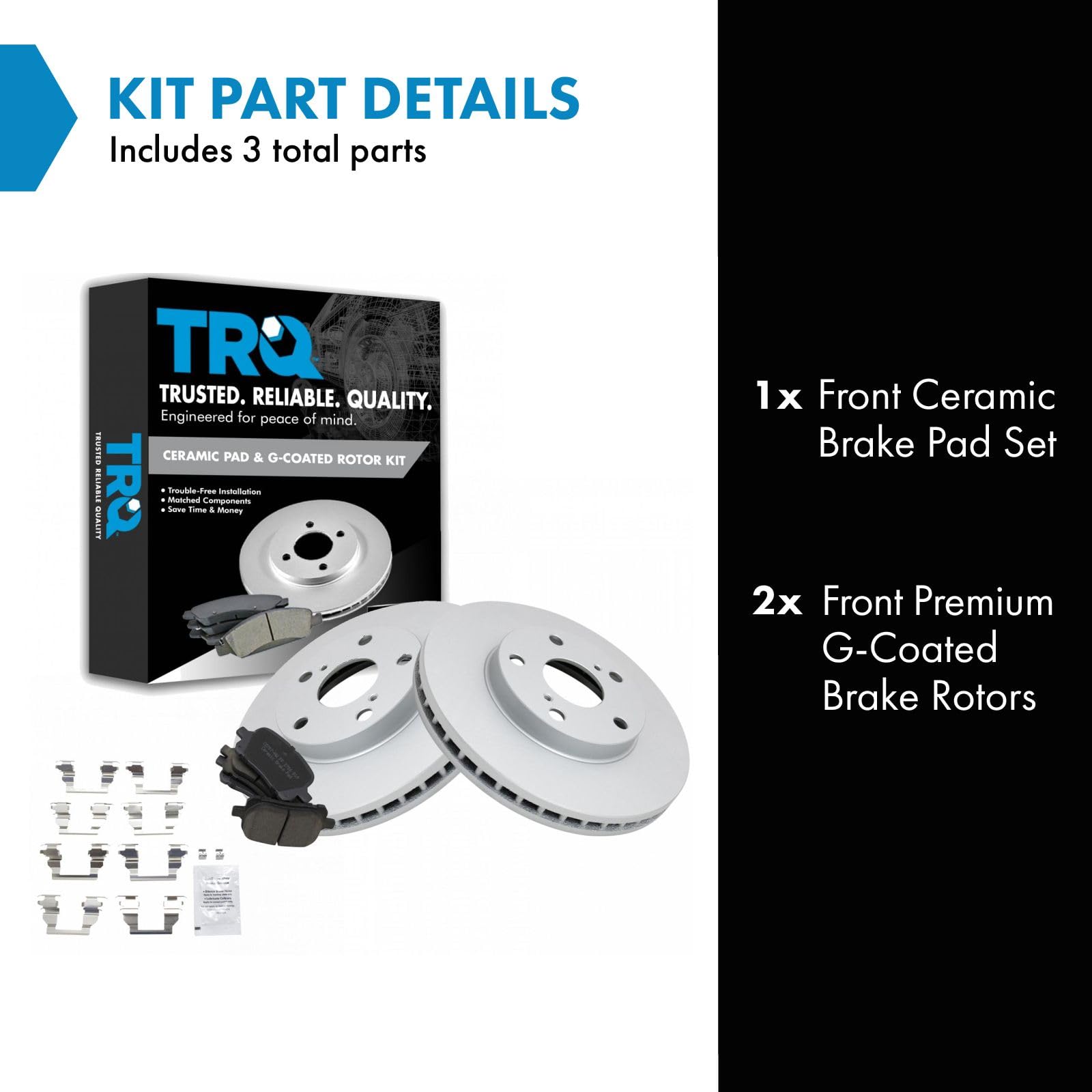 Trq Front Brake Pad & Rotor Kit Brake Pads Brake Rotor Ceramic Premium G-Coated Compatible With 1997-2001 Lexus Es300 1998-2004