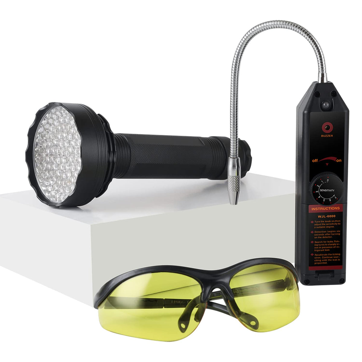 Lichamp Ac Leak Detector Kit Automotive, Refrigerant Freon Leak Detector With Ac Uv Light And Protective Glasses, Lb01