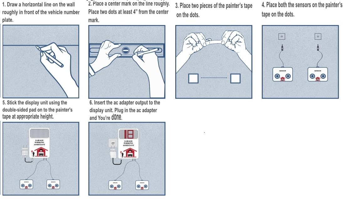 LogicXYZ Garage Parking Assistant - Digital Parking Stopper, ABS Plastic, White, Model 5824092683, No Laser Parking Aid