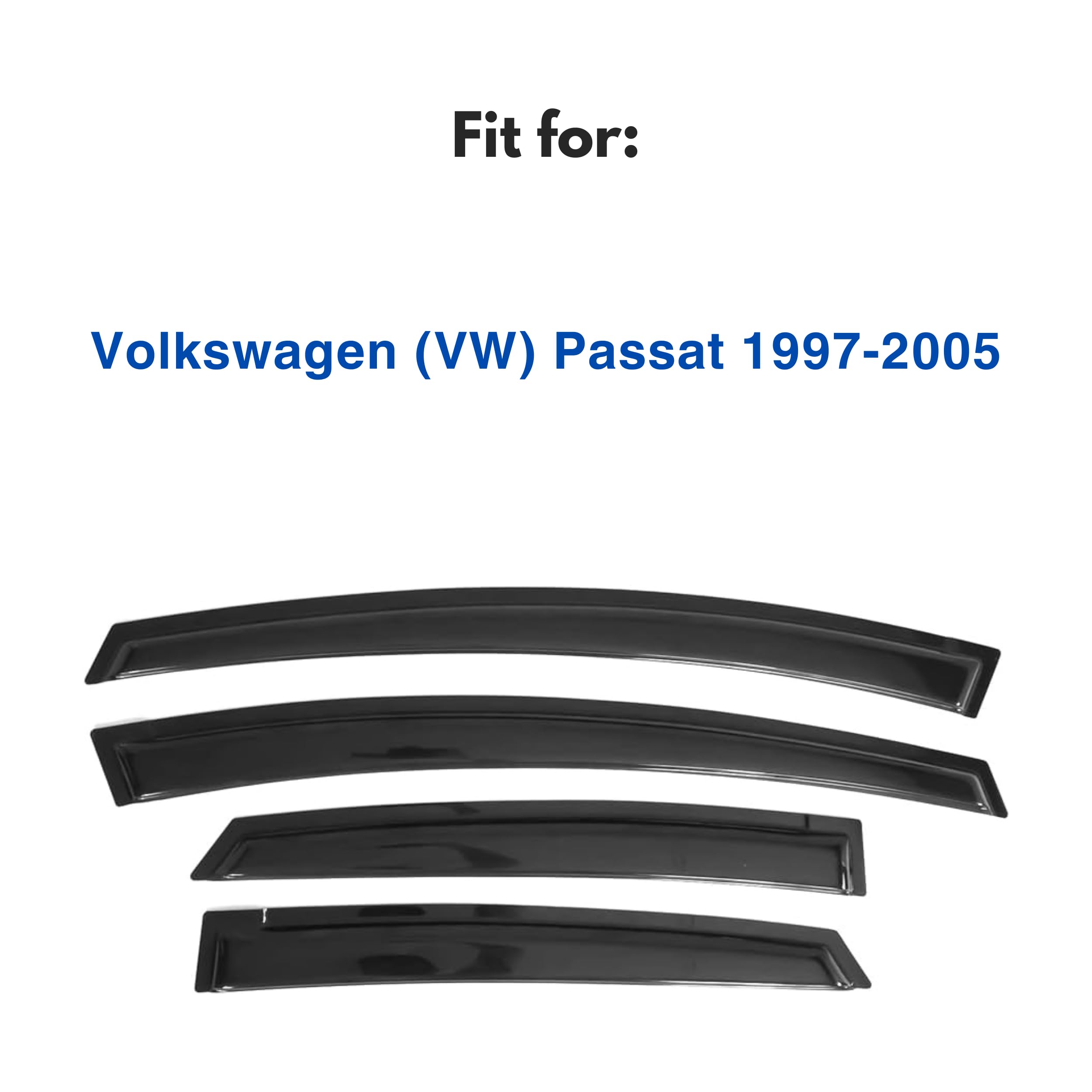 Ig Window Visor For Volkswagen (Vw) Passat 1997-2005, Rain Guard Tape-On Extra Durable Wind Sun Side Vent Window Deflector, 1997