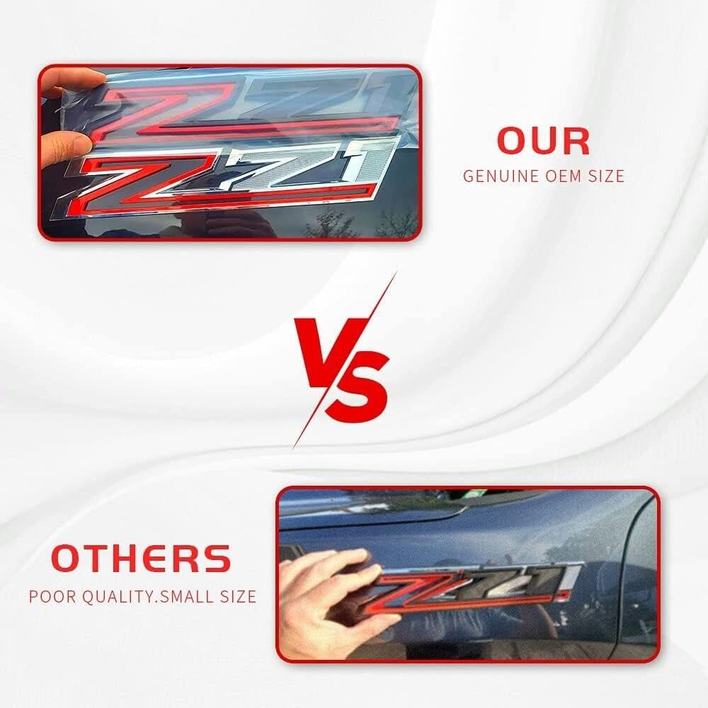 2X Large Size Z71 RH LH Side Fender Emblem Nameplate Badge Decal Replacement for 2019-2021 Chevy Silverado (White Black)