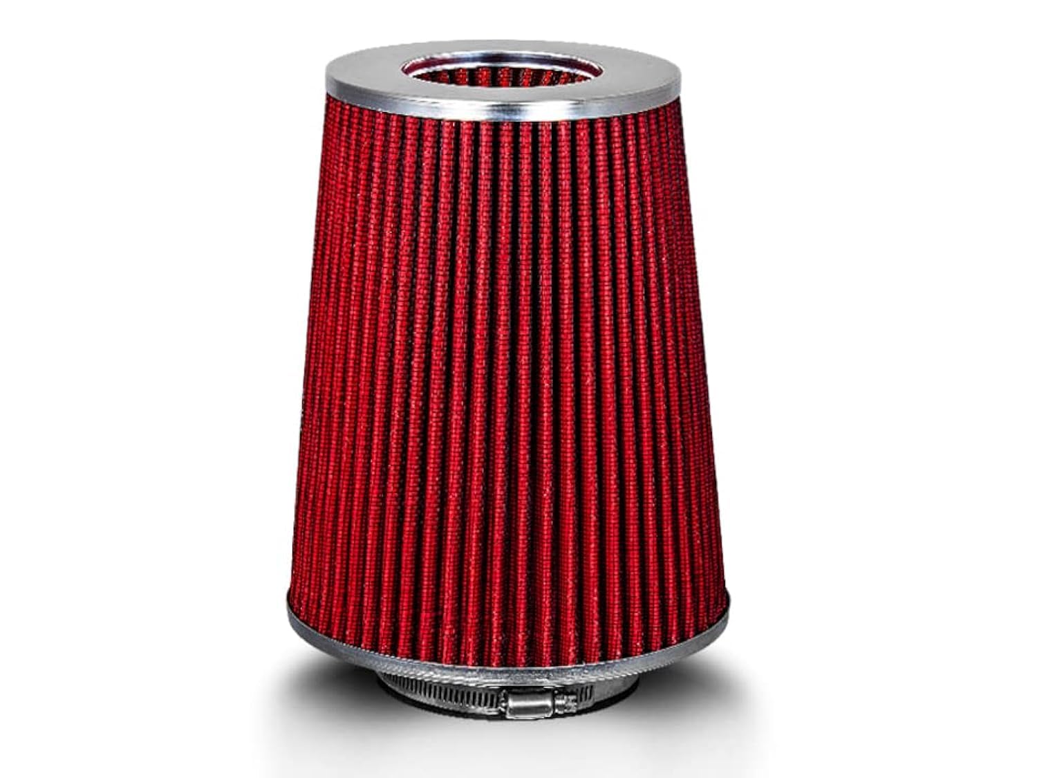 Red 3.5'' 89 Mm Inlet Truck Cold Air Cone Replacement Performance Washable Clamp-On Dry Air Filter (8'' Tall)