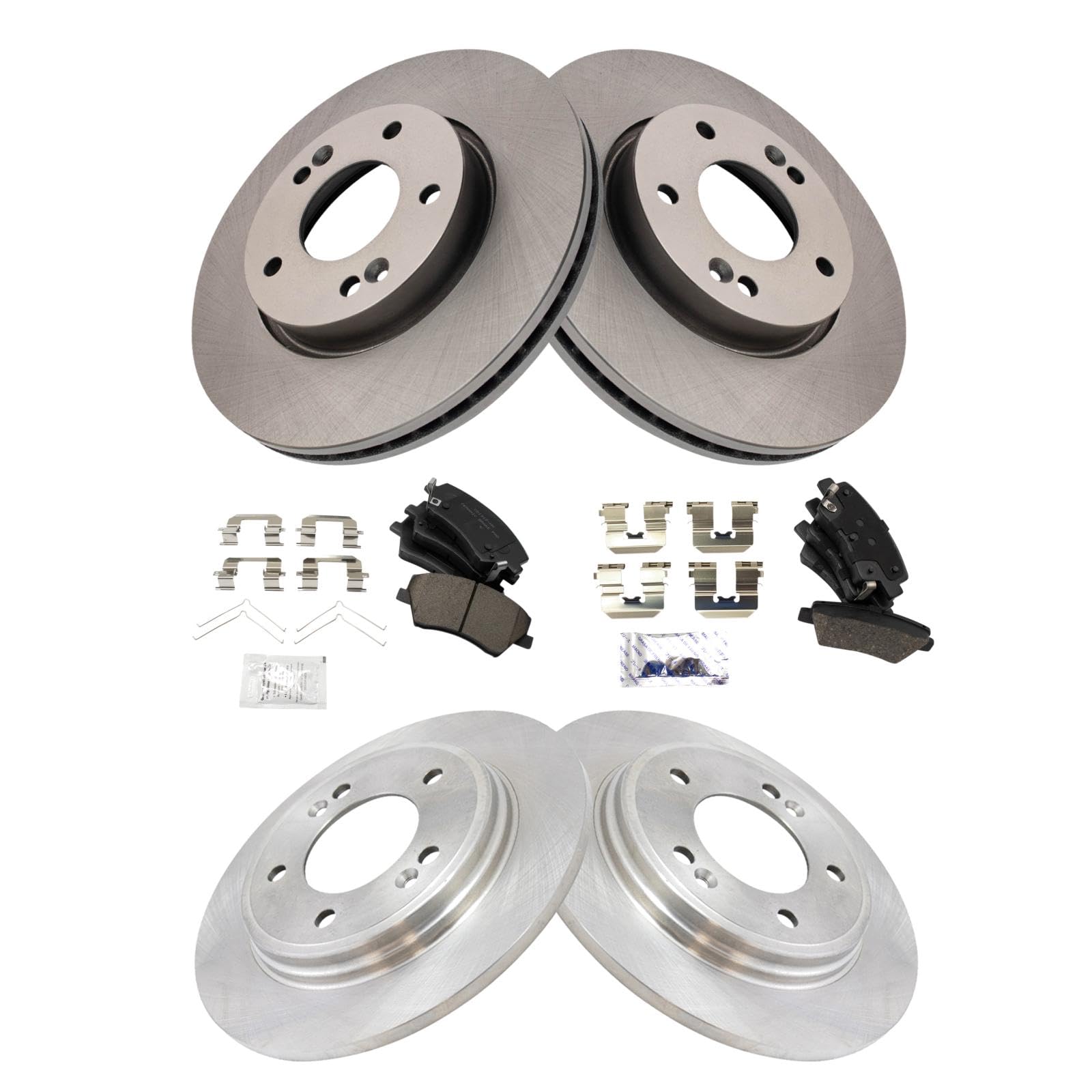 Trq Front And Rear Brake Pad & Rotor Kit Brake Pads Brake Rotor Ceramic Compatible With 2017-2020 Hyundai Ioniq 2017-2019 Kia Ni