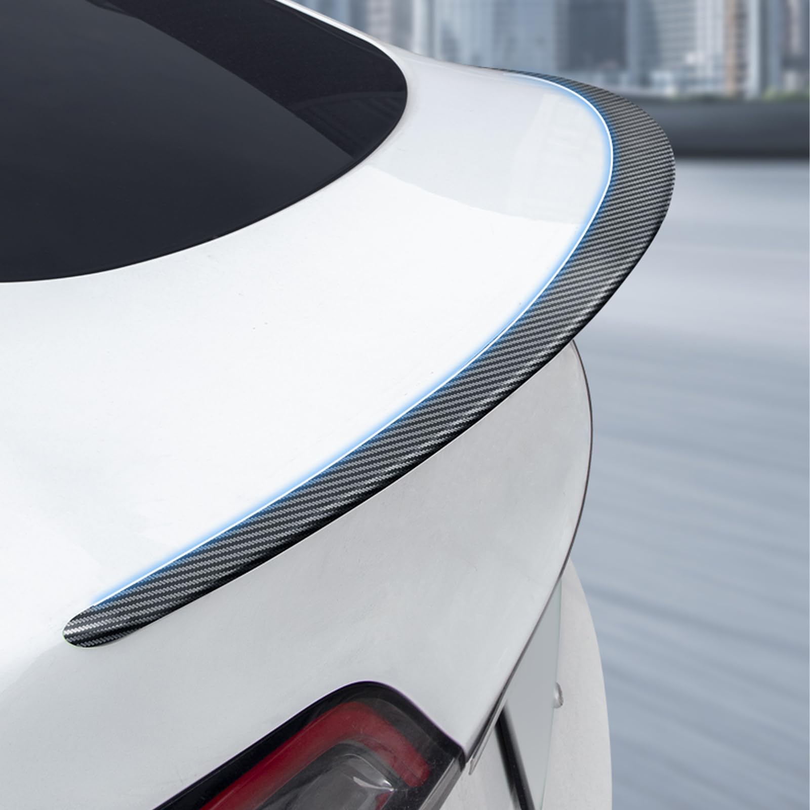 YJMOTOR Spoiler for Tesla Model 3 Rear Spoiler Wing ABS Material Rear Trunk Lip Model 3 Accessories Carbon Fiber Style Custom Fi