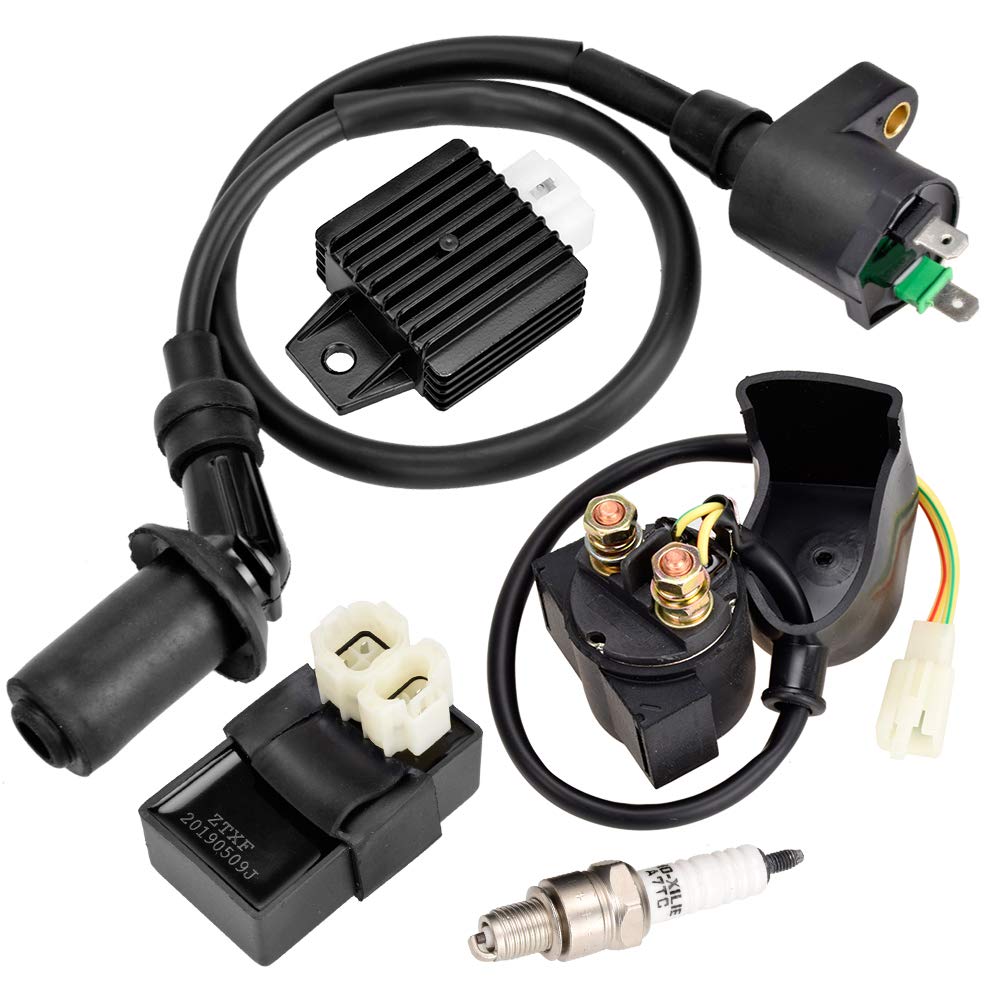 Hiaors Gy6 Ignition Coil Ac Cdi Box Solenoid Relay Voltage Regulator Spark Plug For Tomberlin Crossfire 150R American Sportworks 150 Gts 150Cc Go Karts Gy6 150Cc Engine Scooter Moped Part