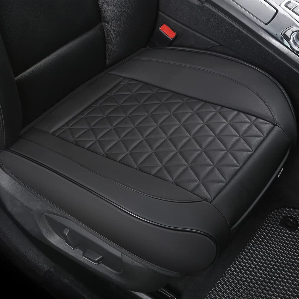 Black Panther 1 Pair Luxury Faux Leather Car Seat Covers Front Bottom Seat Cushion Covers, Anti-Slip And Wrap Around The Bottom,