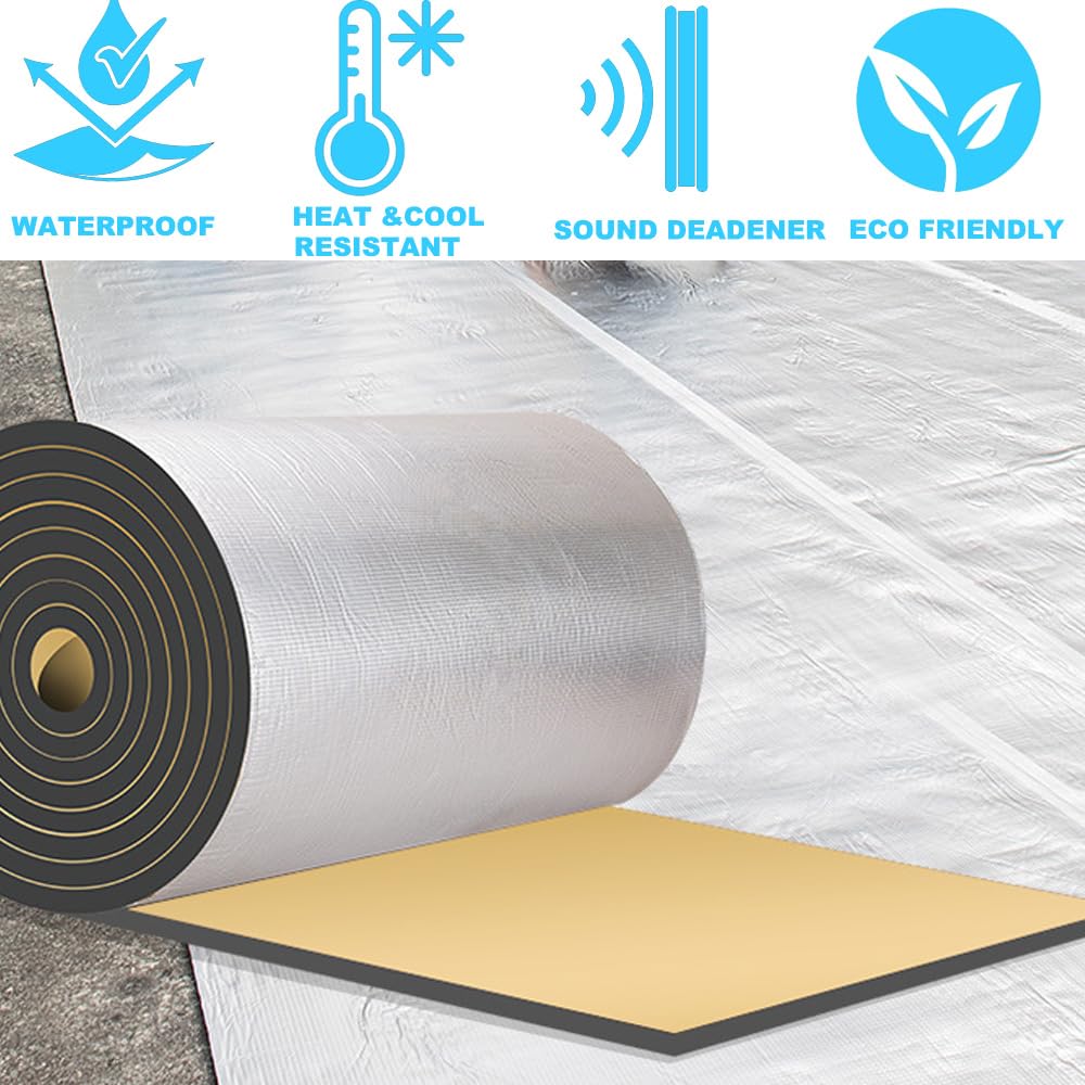 Car Heat Sound Deadening Insulation Mat - 394mil 10.8 sqft PE Foam Sound Deadener Material & Heat Barrier for Auto Hood Engine R