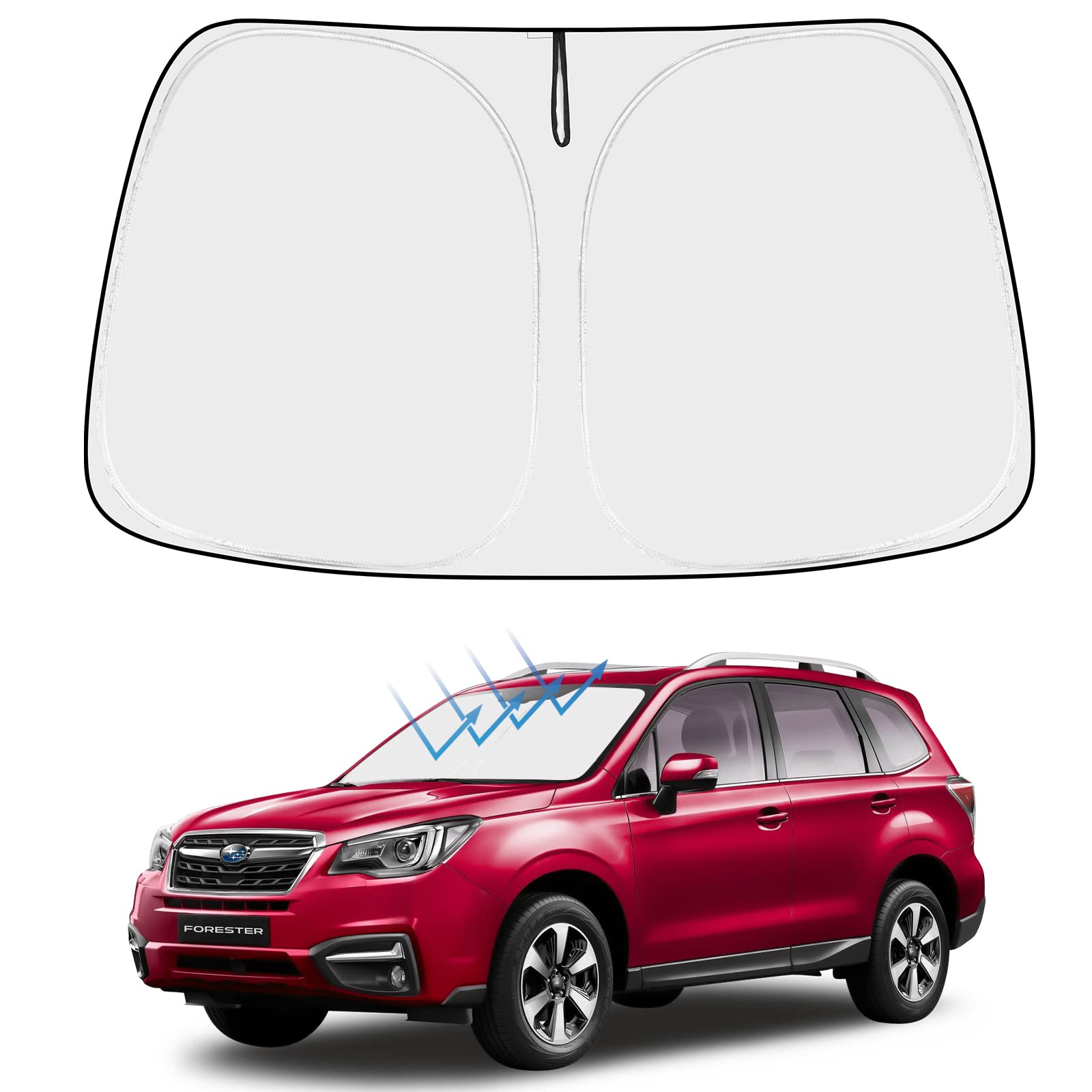 Front Windshield Sun Shade Foldable Sunshade Protector Custom Fit 2015 2016 2017 2018 Subaru Forester Crossover, Base, Premium,