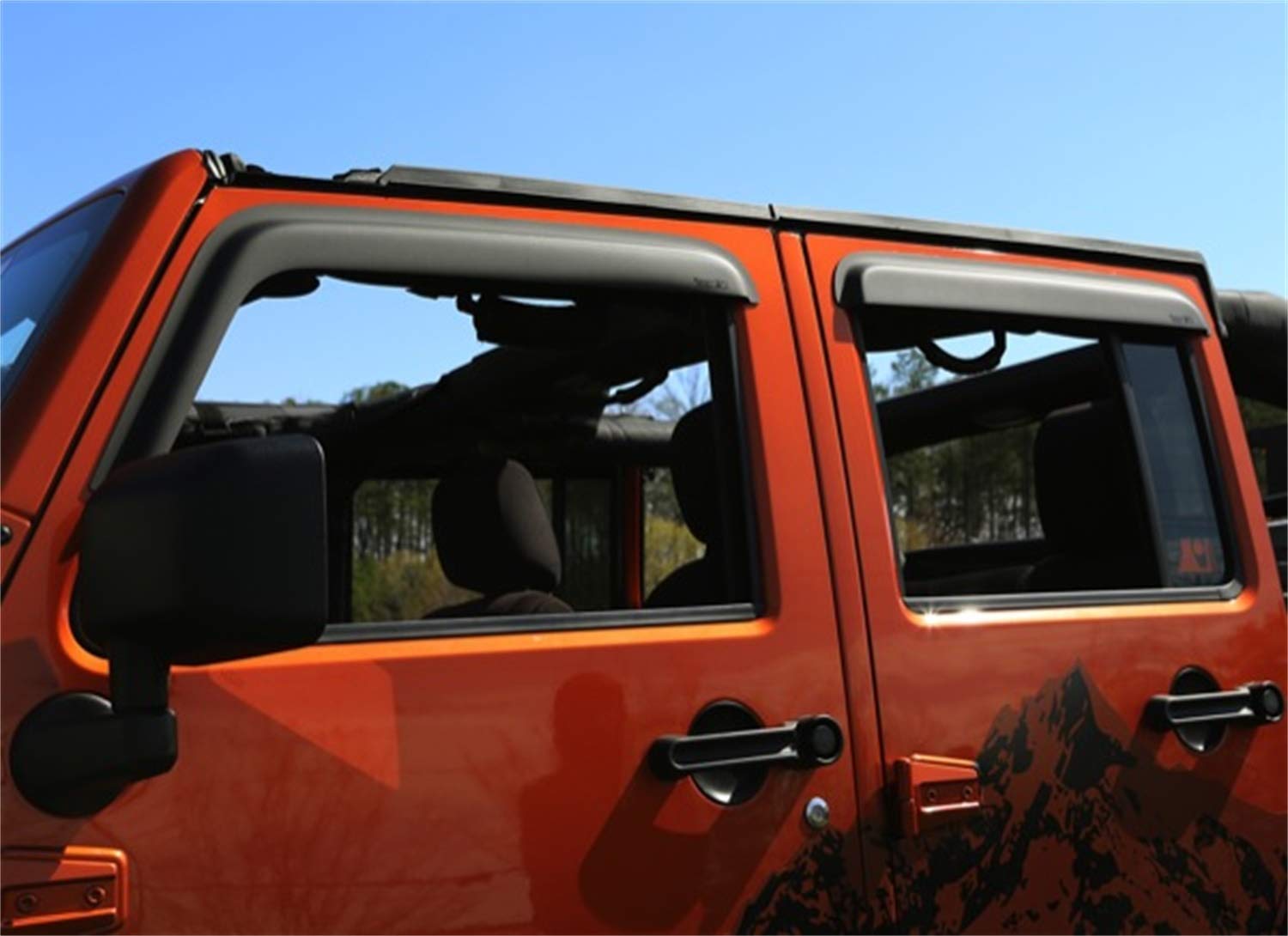 Rugged Ridge | Window Visor Kit, Matte Black | 11349.12 | Fits 2007-2018 Jeep Wrangler Jk 4-Door