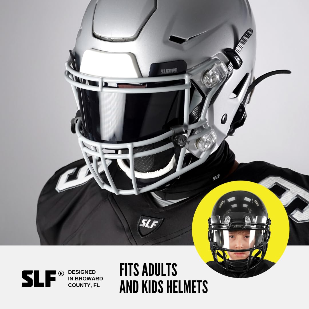 Sleefs Football Helmet Visor [Black Clear] - Tinted Professional Football Visor/Shield - Fits Youth & Adult Helmets - Includes V