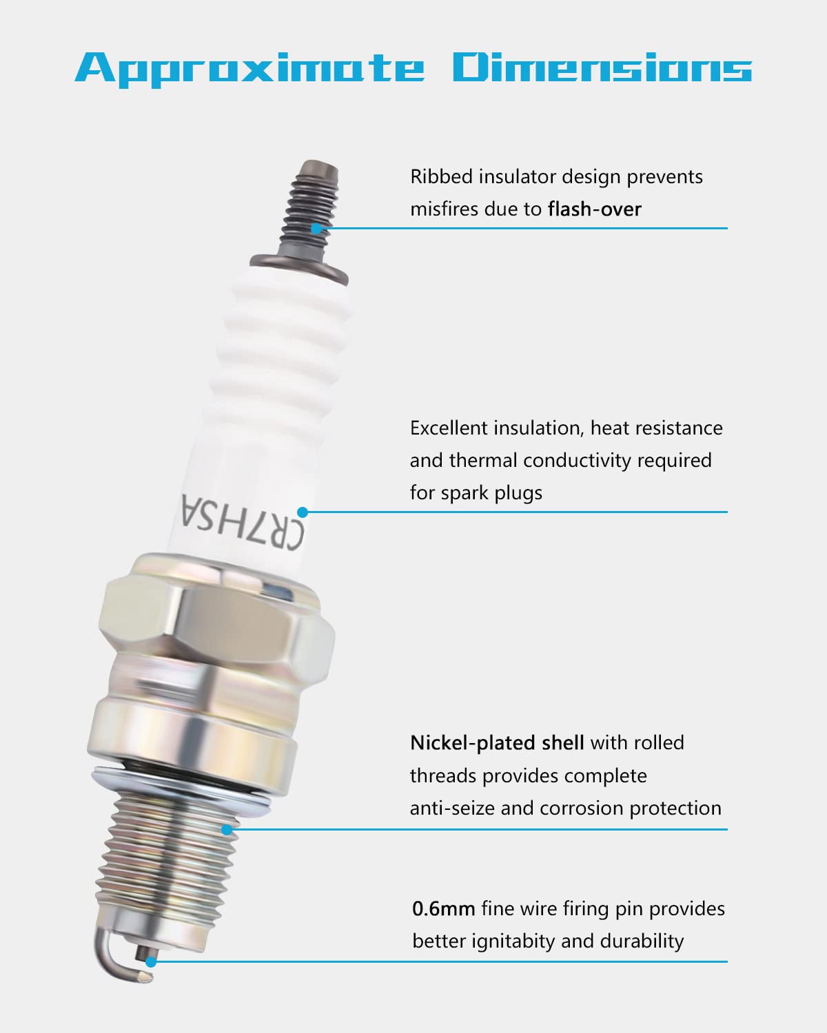 Alonegoer A7Rtc Cr7Hsa Motorcycle Spark Plug A7Rc A7Tc Cr7Hsa 4549 Replace For Gy6 Engine 50Cc 70Cc 90Cc 100Cc 110 125 150Cc Motorcycle Atv Quad Scooter Go Kart Moped Chopper Buggy Dirt Racing Bike