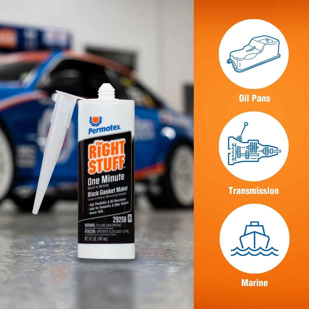 Permatex 29208 The Right Stuff 1 Minute Black Gasket Maker, 5 Oz.