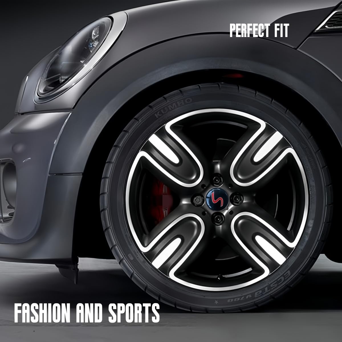 4PCS Car Wheel Center Cap 54mm S Logo Compatible with Mini Cooper Clubman Countryman Paceman Wheel Center Covers
