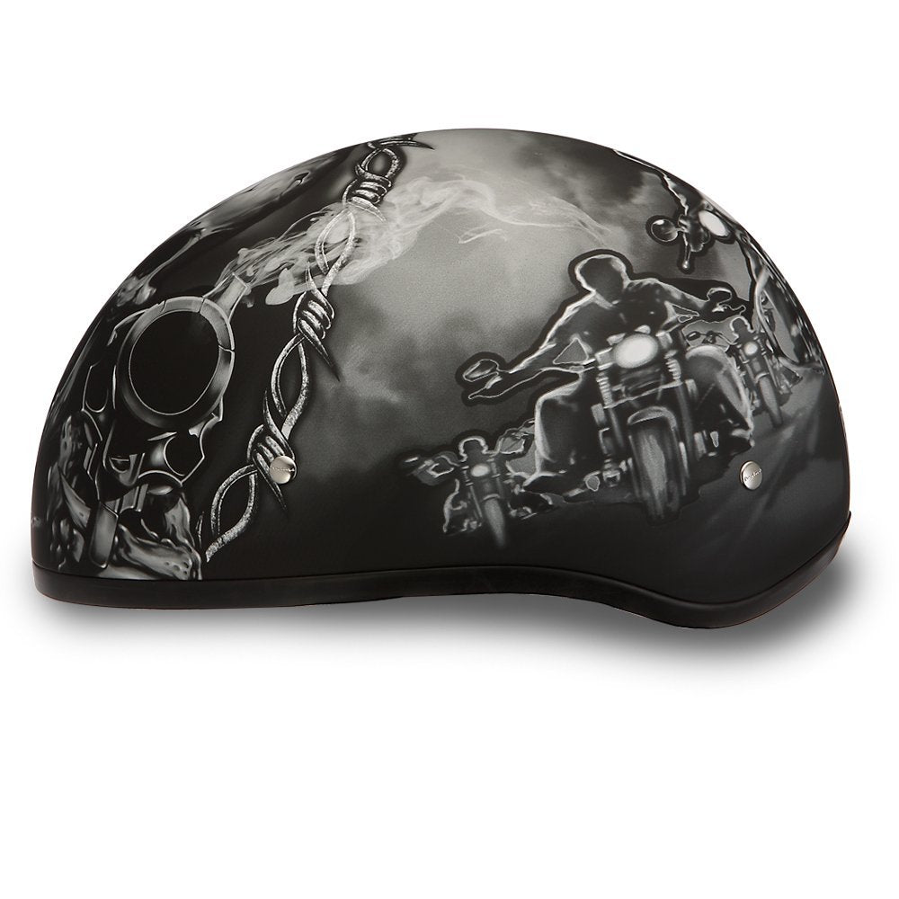 Daytona Helmets Motorcycle Half Helmet Skull Cap- Guns 100% Dot Approved