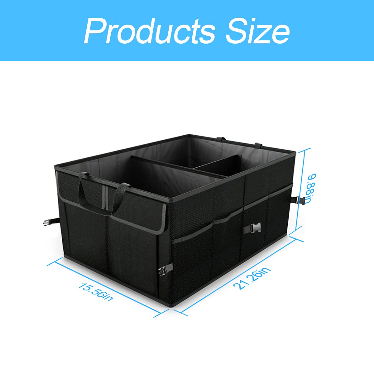 8Sanlione Car Trunk Organizer/Storage, Collapsible Cargo Storage Box, Large Capacity, Trunk Organizer For Cars, Vehicles, Suvs,