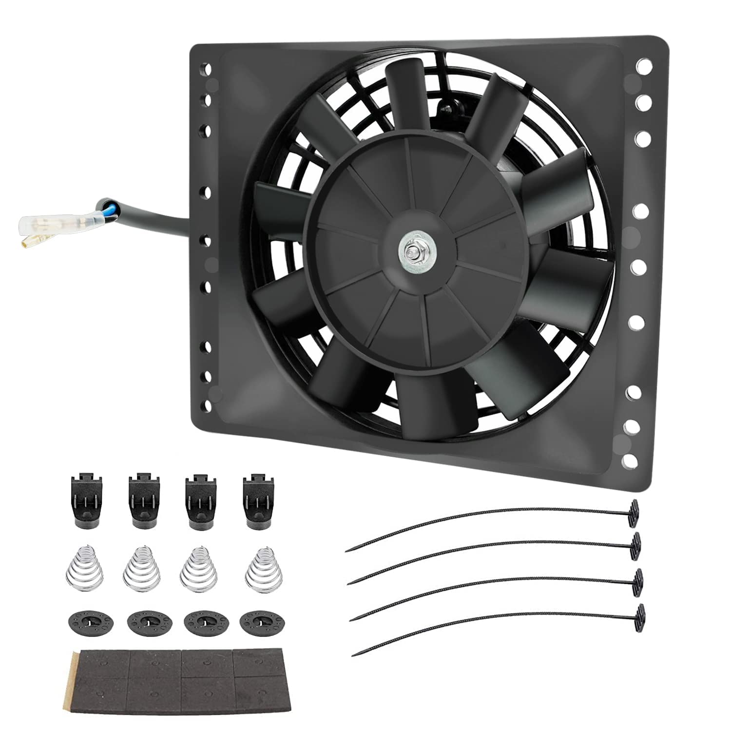 Fekuar 6 Inch Slim 650Cfm Radiator Cooling Fans Universal Slim Pull Push 12V 80W Direct Replacement Electric Fan With Mount Kit