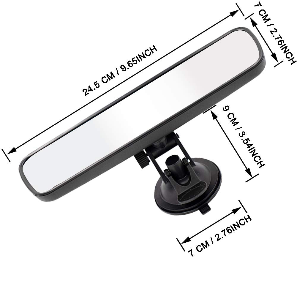 Rear View Mirror,Lecamebor Universal Thickened Anti-Glare Hd Car Interior Rear View Mirror-(With Adjustable Suction Cup)
