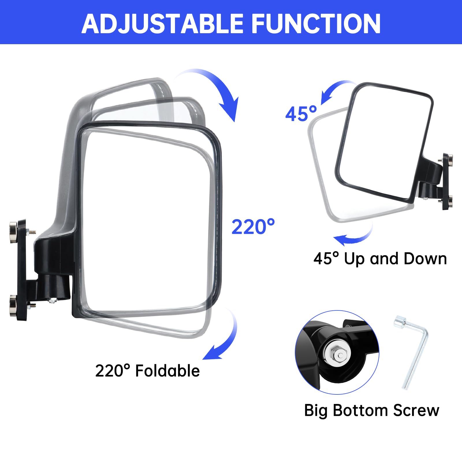 Piclafe Universal Magnetic Side Mirrors for Golf Cart, Tractors, Forklifts, Lawn Movers, Lift Trucks, Compatiable with Yamaha Cl