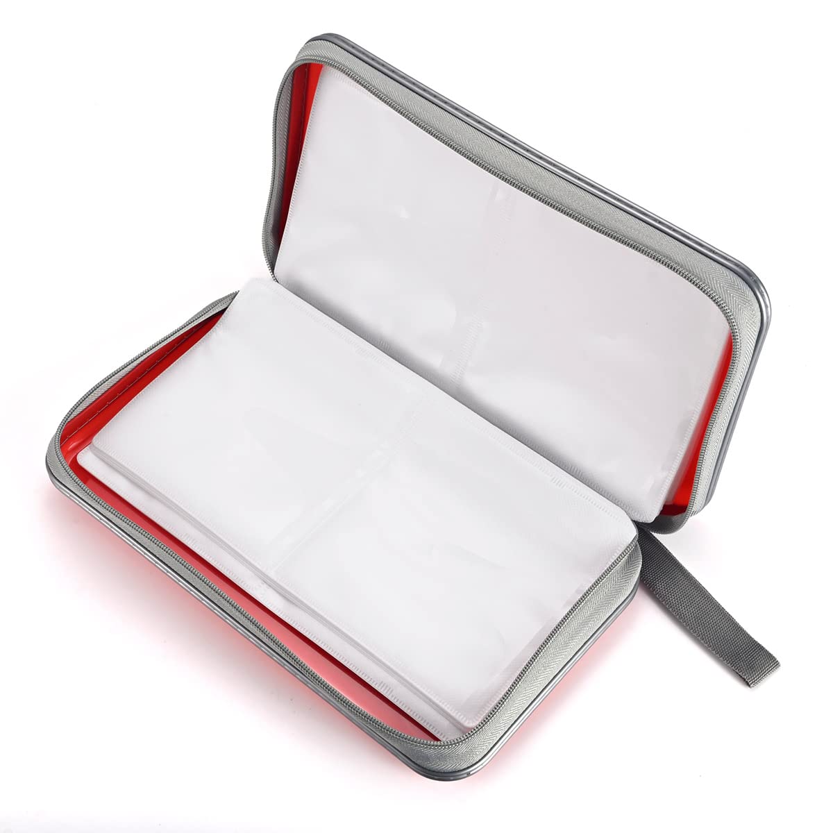 Liovode Dvd Case, 96 Capacity Portable Cd Case Holder Storage Hard Plastic Dvd Media Wallet Holder Organizer For Car (Red)